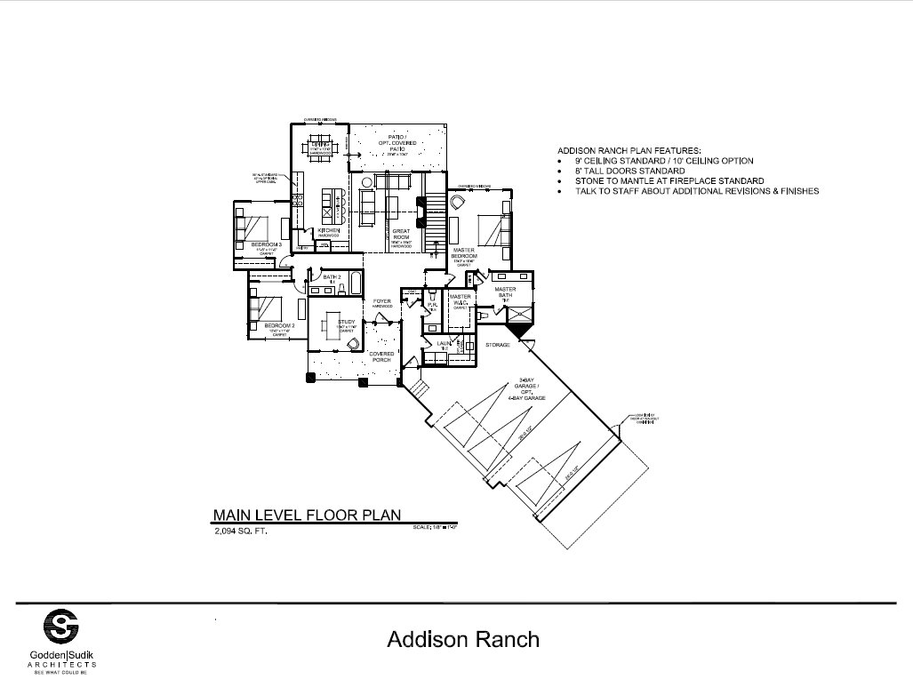 Addison Ranch main level floor plan